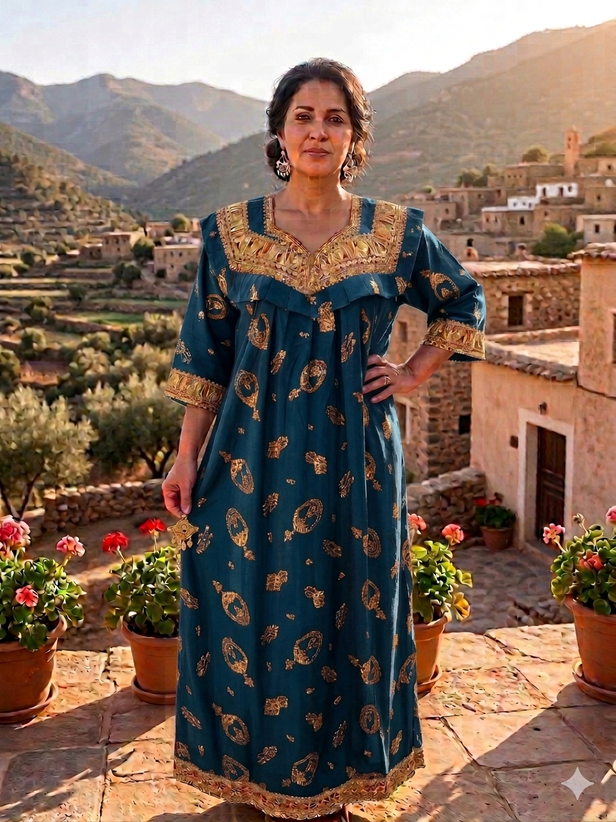 Robe Kabyle d'été maison traditionnelle "Asma"