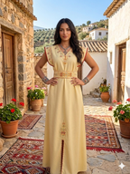 Kabylisches Festkleid "Thiziri" – Schlichte Eleganz & strukturierte Schultern