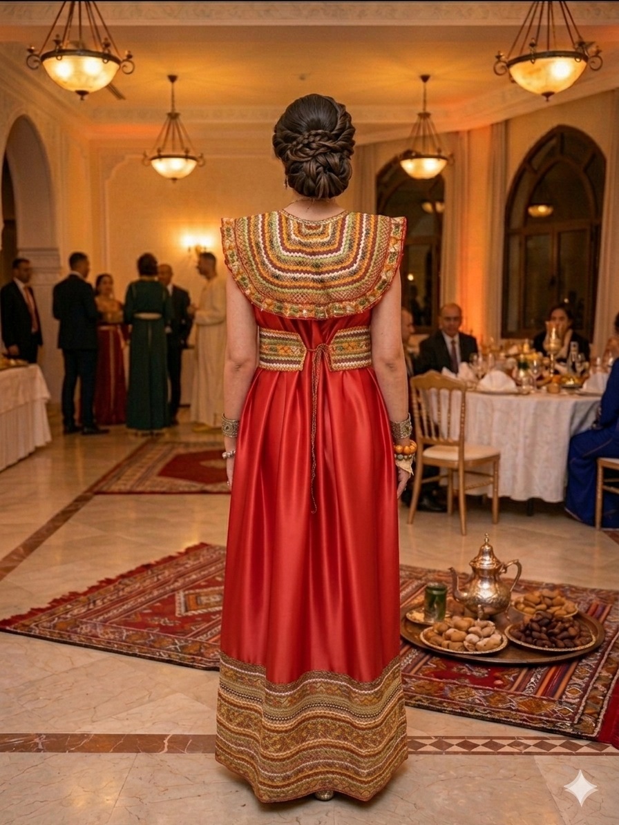 Außergewöhnliches modernes Kabylenkleid "Numidia" – Imperialrot