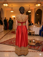 Außergewöhnliches modernes Kabylenkleid "Numidia" – Imperialrot