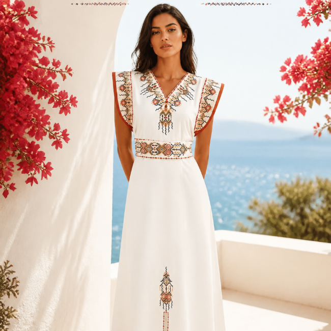Robe Kabyle de Cérémonie "Thiziri" – Élégance Épurée & Épaules Structurées