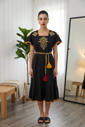 Robe moderne Kabyle aux Perlages et Galons Colorés – "Talsa"