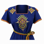 Robe moderne Kabyle aux Perlages et Galons Colorés – "Talsa"