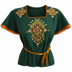 Robe moderne Kabyle aux Perlages et Galons Colorés – "Talsa"