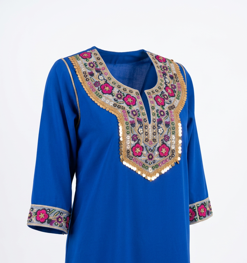 Robe moderne Kabyle aux Galons Colorés – "Silya"