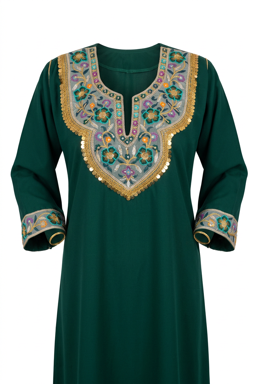 Robe moderne Kabyle aux Galons Colorés – "Silya"