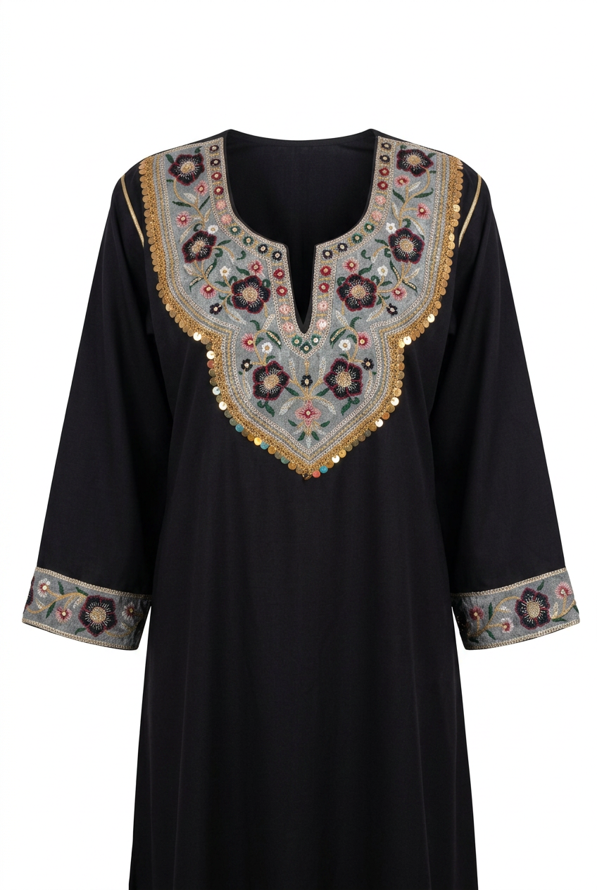 Robe moderne Kabyle aux Galons Colorés – "Silya"