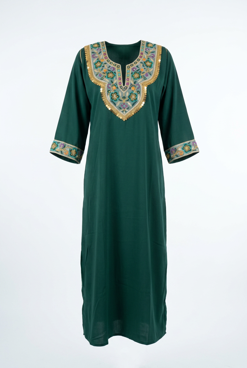 Robe moderne Kabyle aux Galons Colorés – "Silya"
