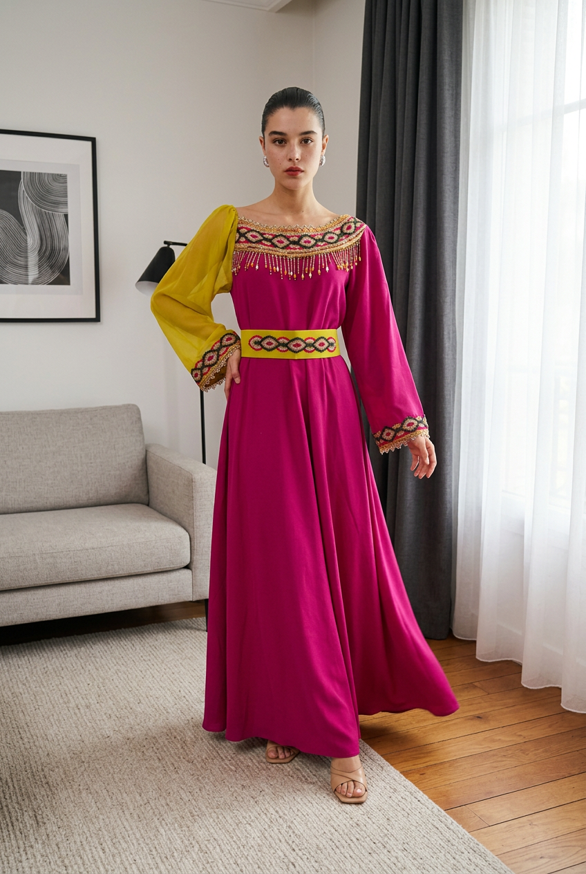 Robe Kabyle Moderne Asymétrique – "Ayur"