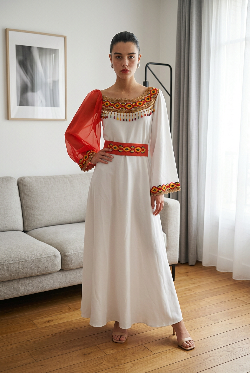 Robe Kabyle Moderne Asymétrique – "Ayur"
