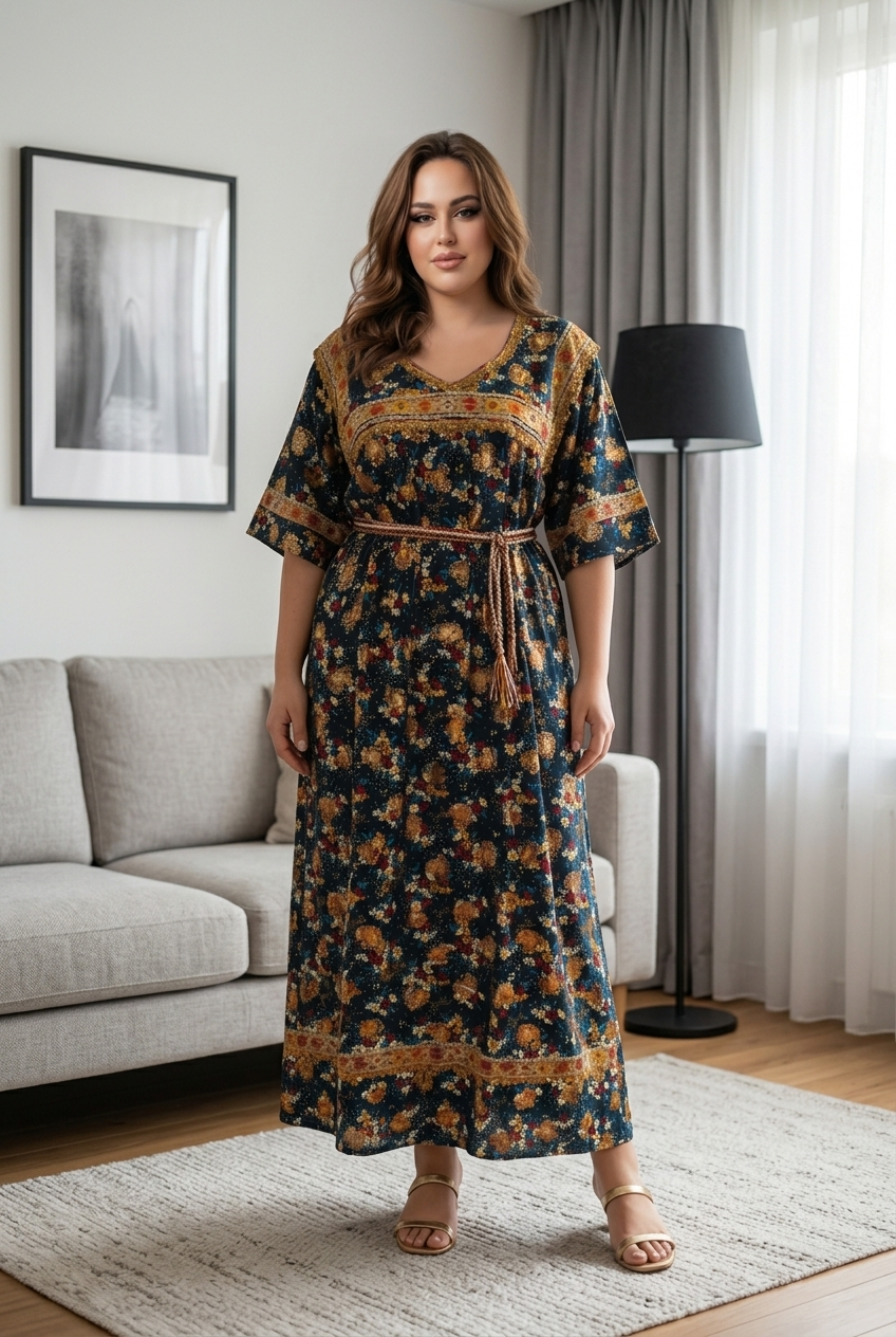 Robe maison Fleurie Grande Taille " Layla"
