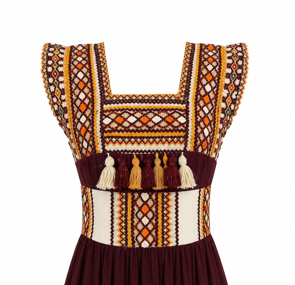 Robe Kabyle Broderie Traditionnelle & Voile Transparent "Amira"
