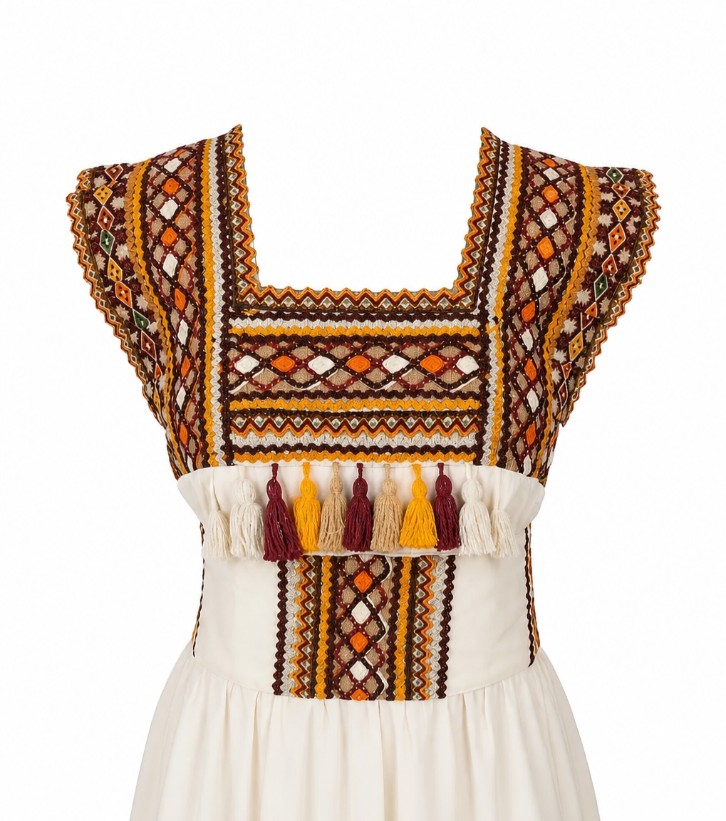 Robe Kabyle Broderie Traditionnelle & Voile Transparent "Amira"