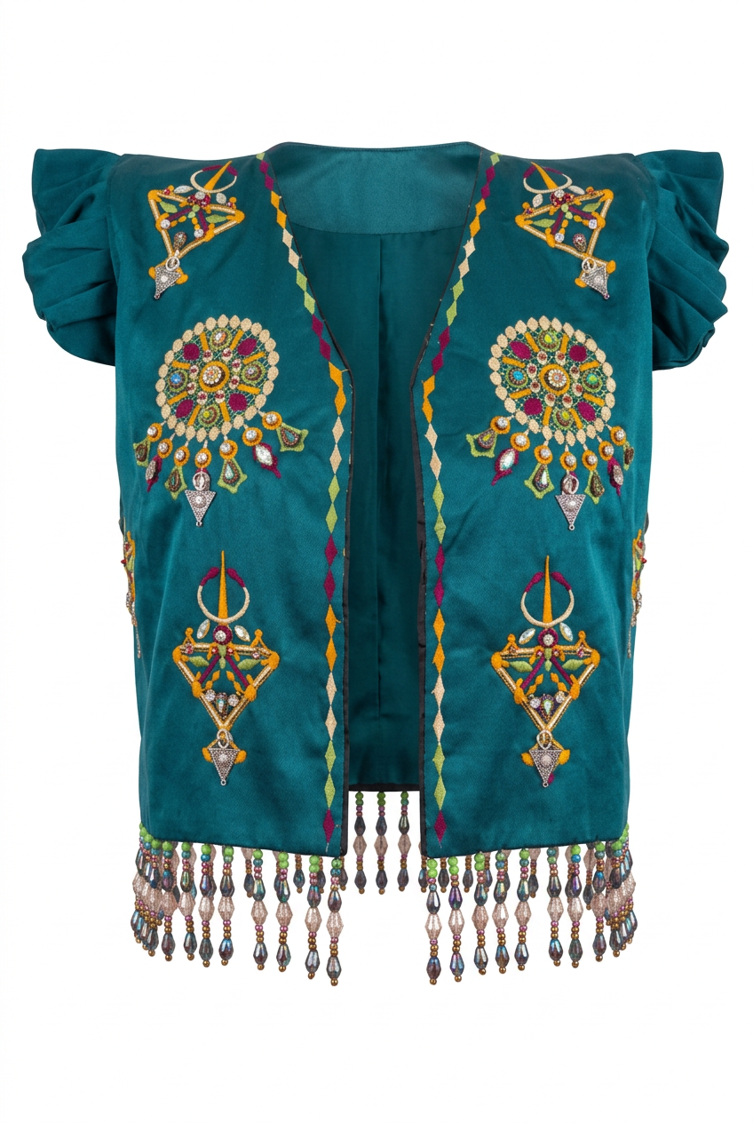 Ensemble Robe & Boléro Brodé Kabyle — Satin & Perles