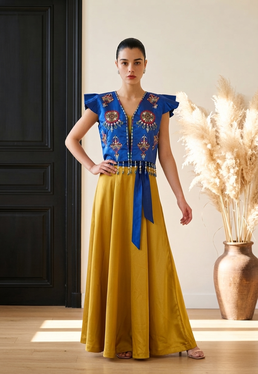 Ensemble Robe & Boléro Brodé Kabyle — Satin & Perles