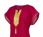 Robe Kabyle Simple à Col V Doré – Robe de maison
