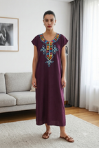 Robe Kabyle à galons Fleurs Multicolores "Nora"