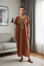 Robe Kabyle à galons Fleurs Multicolores "Nora"