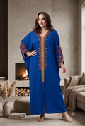 Robe Kabyle de Cérémonie Grande Taille "Dihya" – Broderie Berbère & Pompon