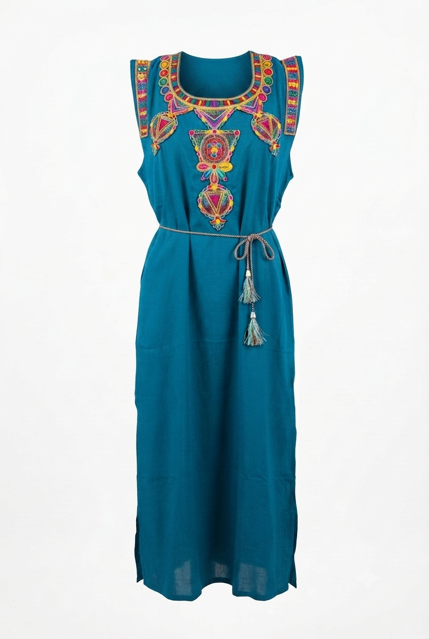 Robe kabyle de maison Itri - vue de face tissu fluide