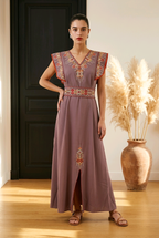 Robe kabyle de cérémonie Thiziri - coloris taupe