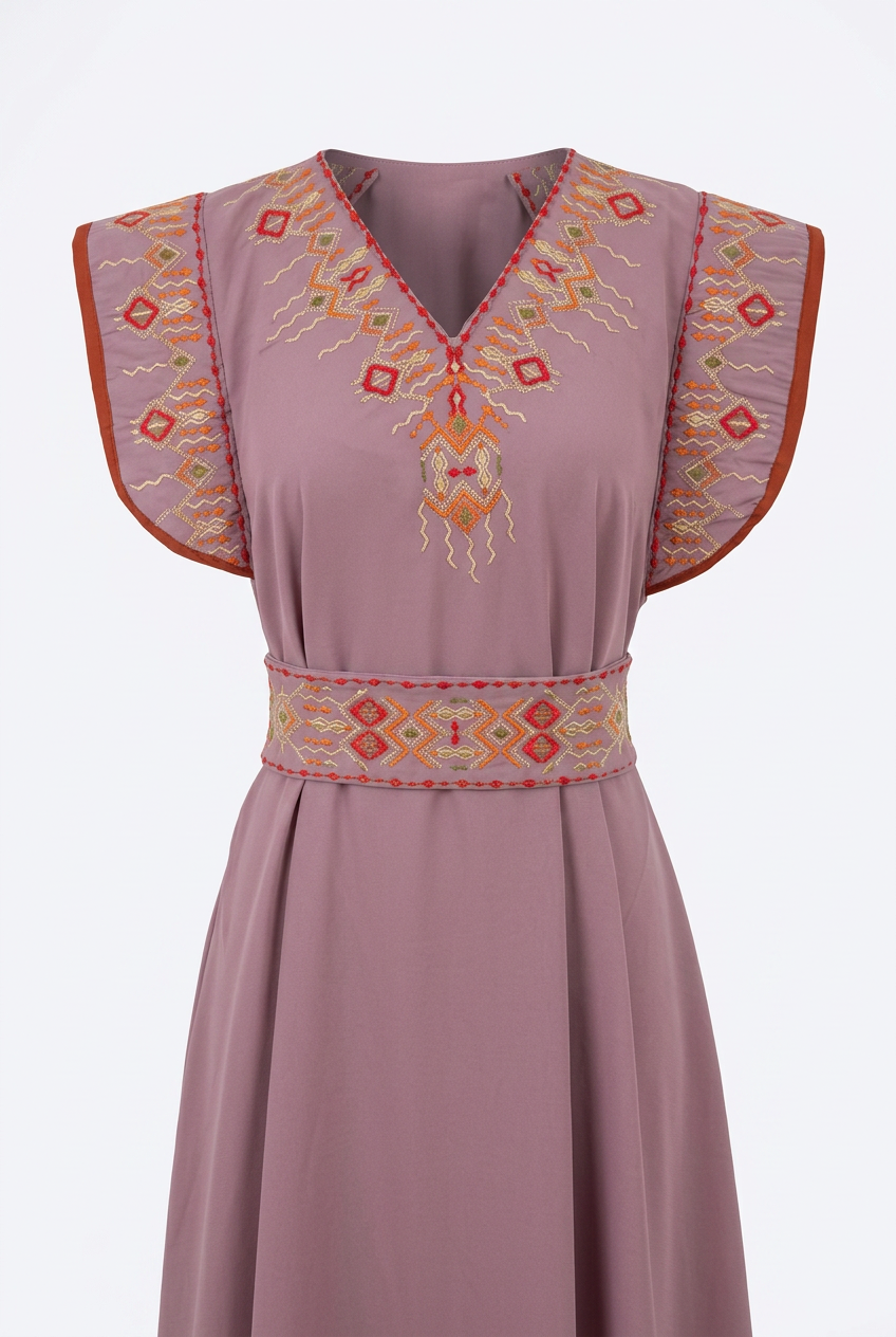 Robe kabyle de cérémonie Thiziri - coloris vert anis