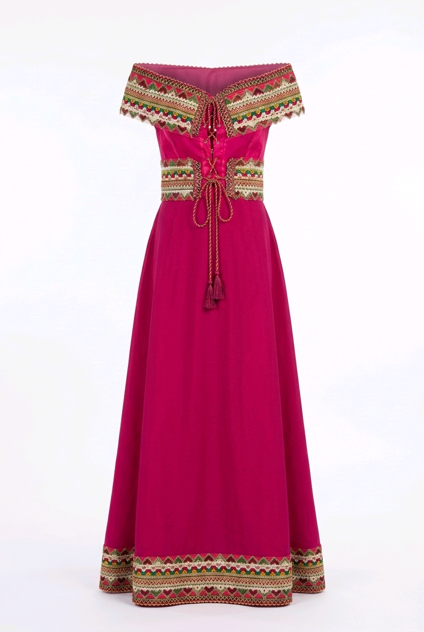 Robe kabyle de cérémonie Nawel - vue de profil