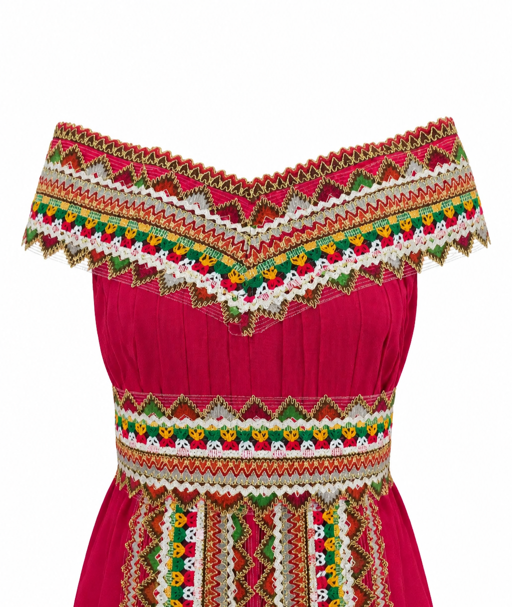 Robe kabyle de cérémonie Nawel - détail ceinture brodée