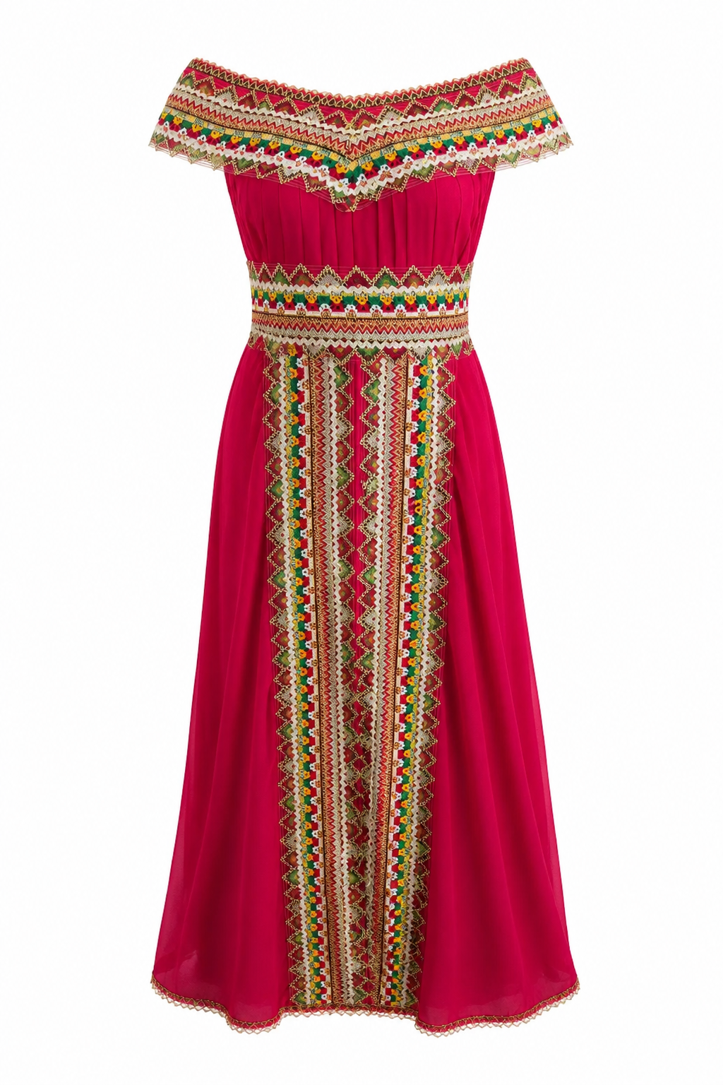 Robe kabyle de cérémonie Nawel - vue d'ensemble portée