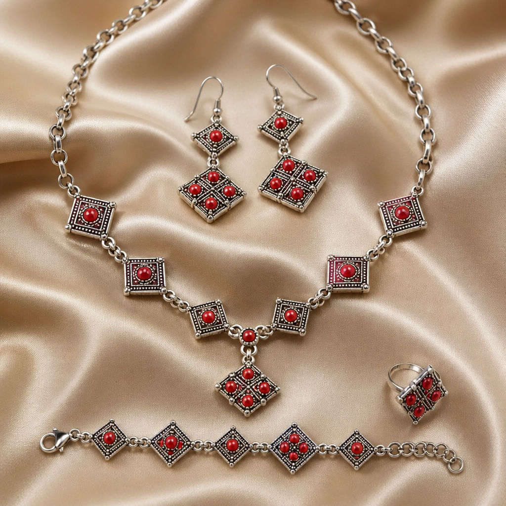Superbe Collection de Parures de Bijoux Berbères en acier inoxydable