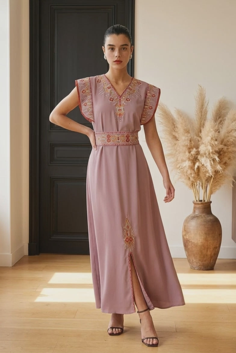Robe Kabyle de Cérémonie Moderne Épaules Structurées – Thiziri